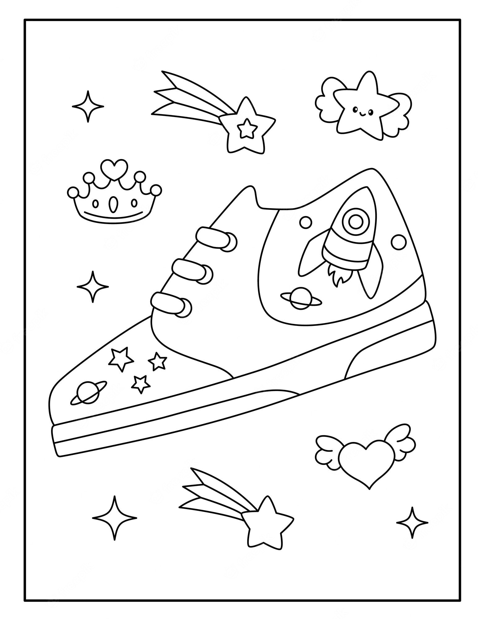 Premium Vector | Kids shoes coloring pages