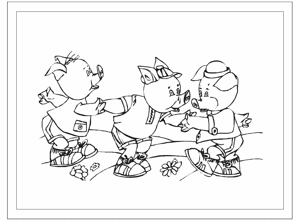 Three Little Pigs Colouring Pages #7 Cartoons