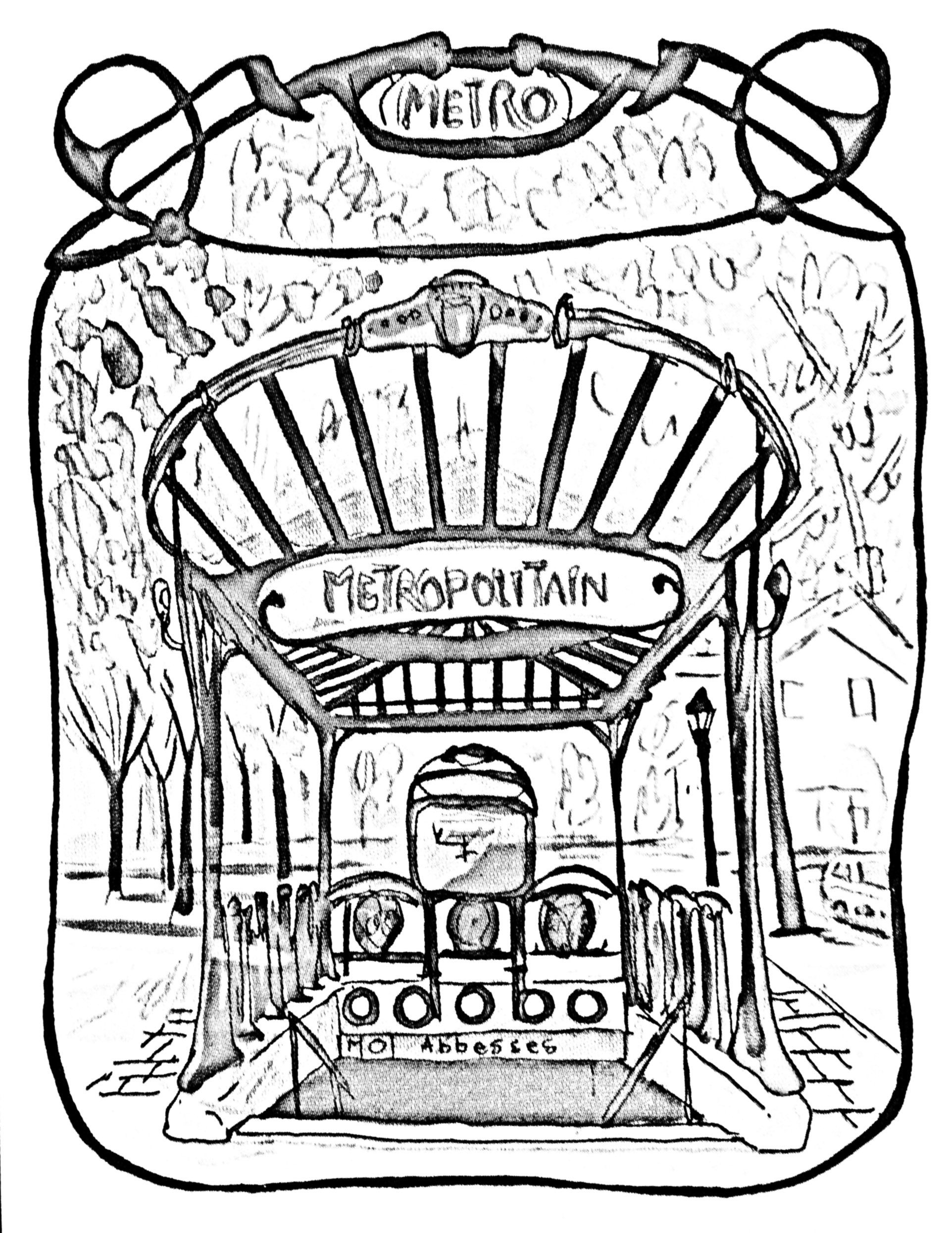 Entrance gate to paris subway - Drawing to color of an entrance gate to  Paris … | Harry potter coloring pages, Harry potter coloring book, Harry  potter house colors