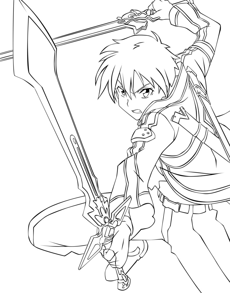 Printable Kirito Coloring Pages - Anime Coloring Pages