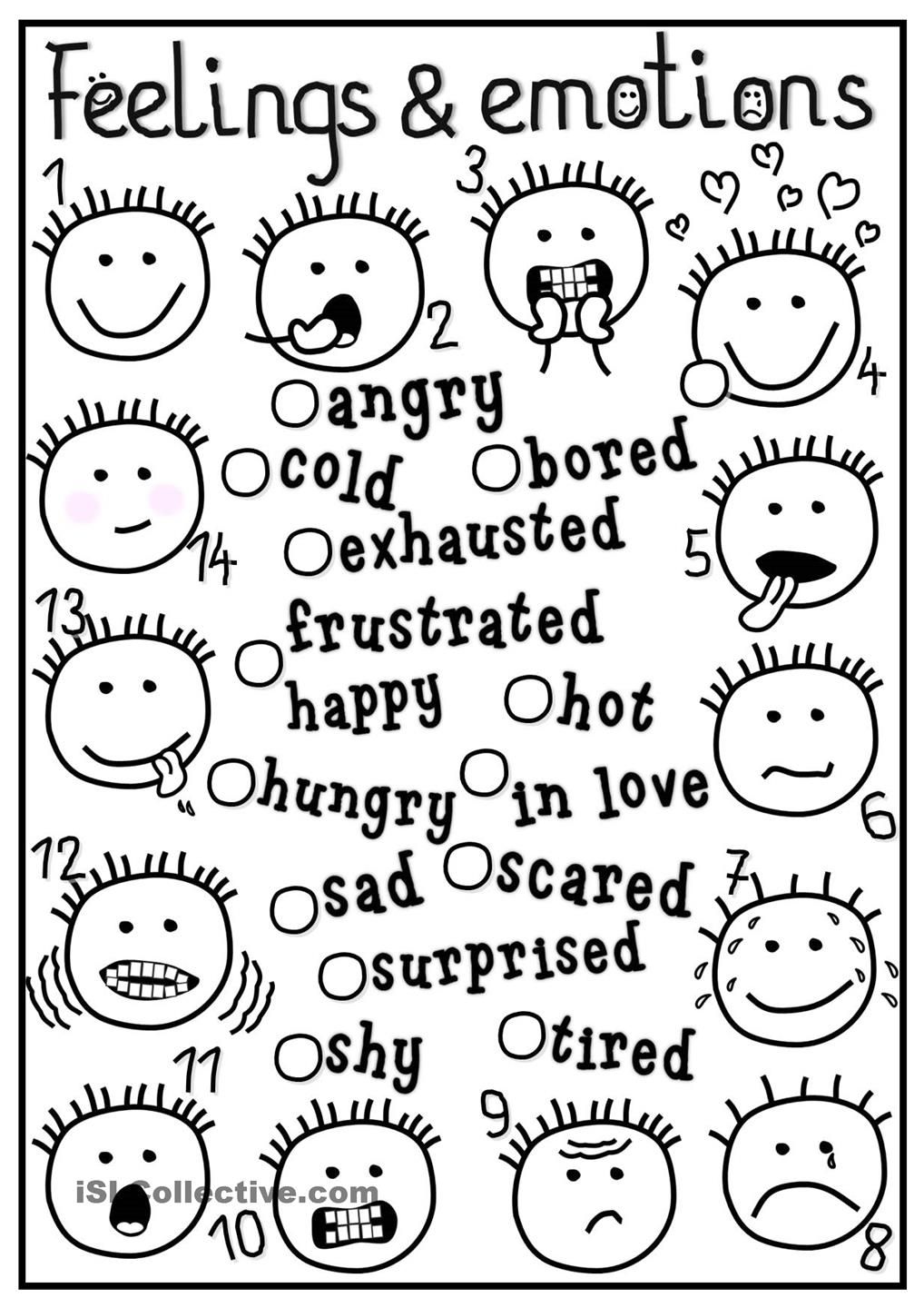 Free coloring pages feelings emotions esl