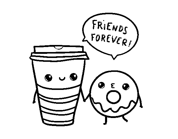 Coffee and donut coloring page - Coloringcrew.com - Coloring Library
