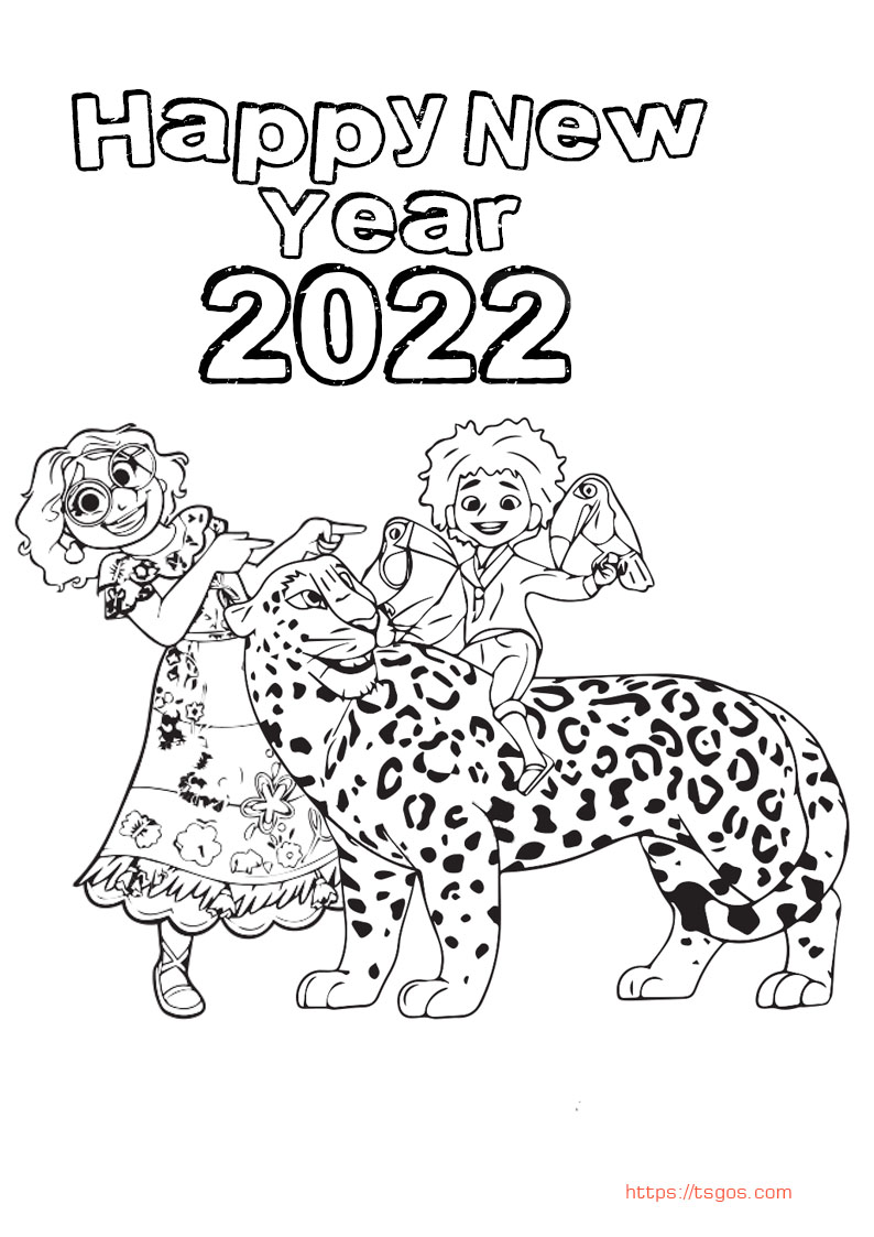 Encanto Happy New Year 2022 Coloring Page - TSgos.com - TSgos.com