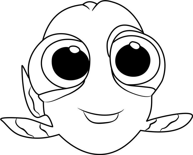 Baby Dory Smiling Coloring Page - Free Printable Coloring Pages for Kids