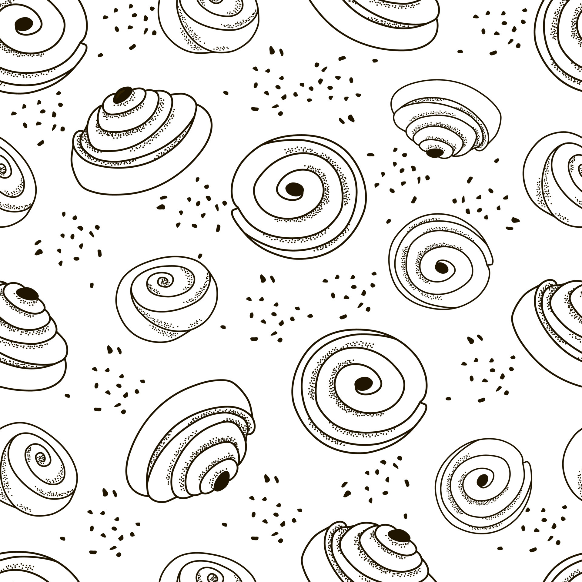 Seamless pattern cinnamon roll outline Seamless pattern . Cartoon vector  background. Coloring book. 6684955 Vector Art at Vecteezy