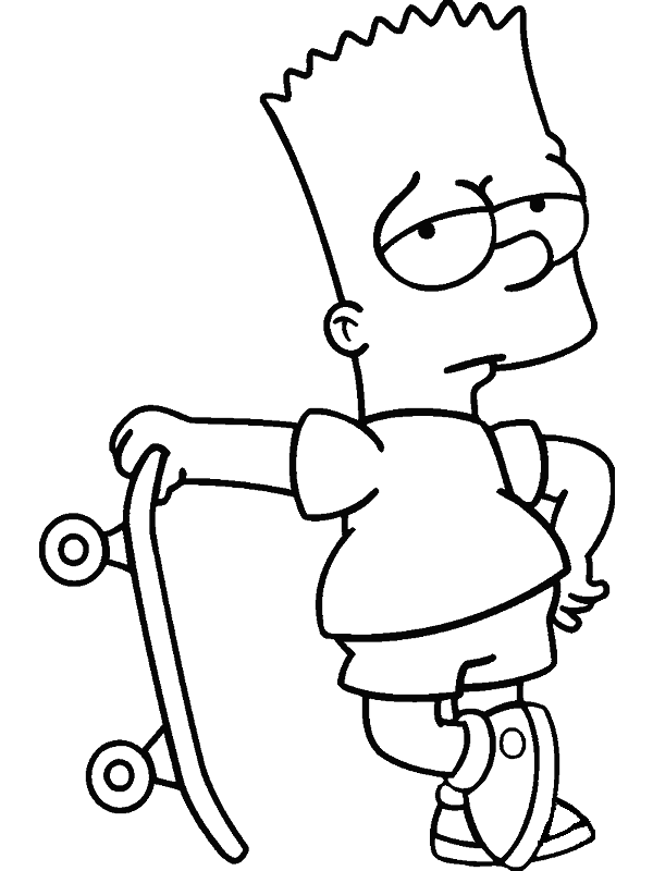 Bart With Skateboard Coloring Pages - Simpsons Coloring Pages - Coloring  Pages For Kids And Adults