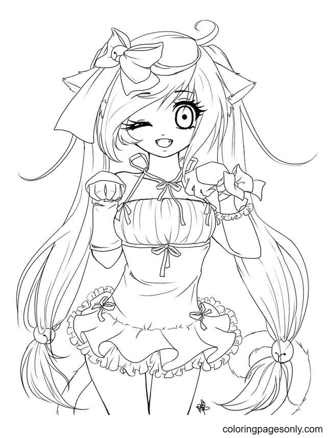 Cute Long Hair Anime Girl Coloring Pages - Long Hair Anime Girl Coloring  Pages - Coloring Pages For Kids And Adults - Coloring Home
