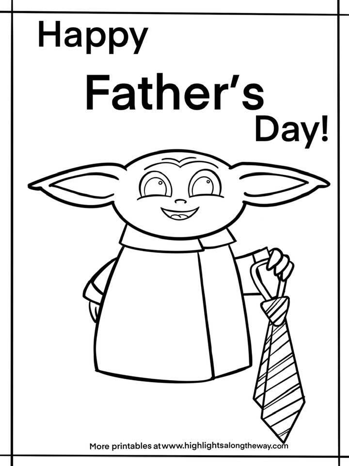 Baby Yoda Father's Day Coloring Sheet - Instant Click and Print!