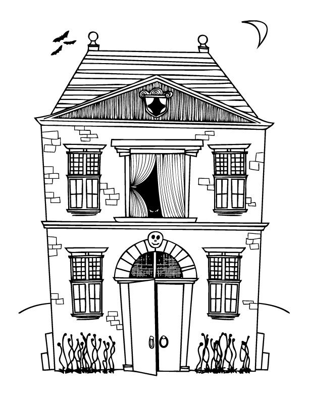 Halloween Coloring Page Haunted House