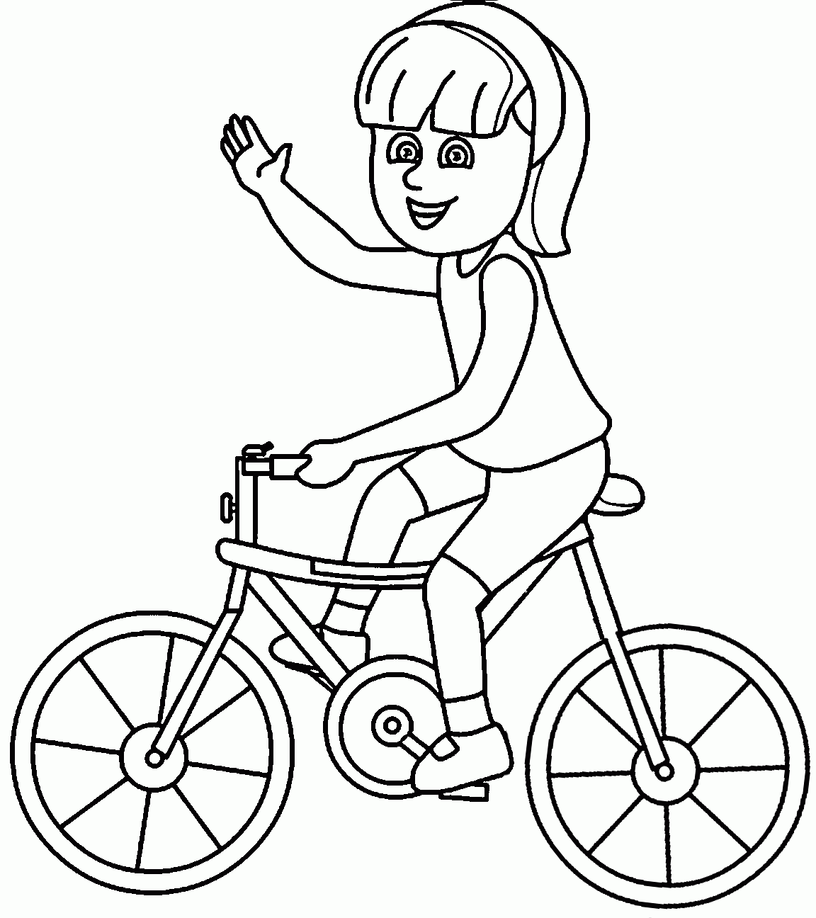 Riding Girl_on_bicycle Coloring Page | Wecoloringpage