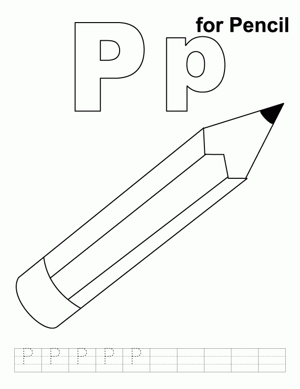 P is for Pencil coloring page