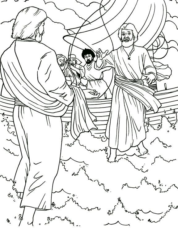 Jesus Walking On The Water Coloring Pages - Coloring Home