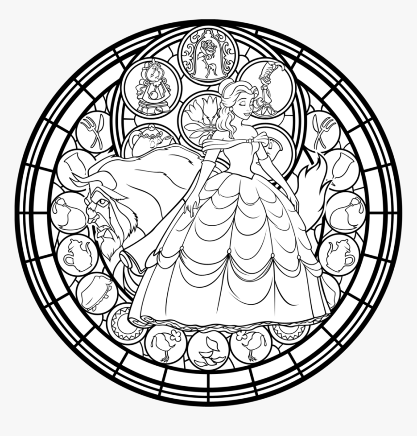 Religious Stained Glass Coloring Pages Stained Glass - Disney Stained Glass  Window Coloring Pages, HD Png Download - kindpng