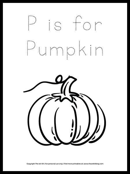 FREE! Letter P is for Pumpkin (in Cursive) Coloring Page - The Art Kit