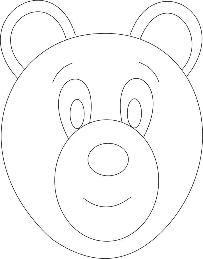 Bear mask printable coloring page for kids