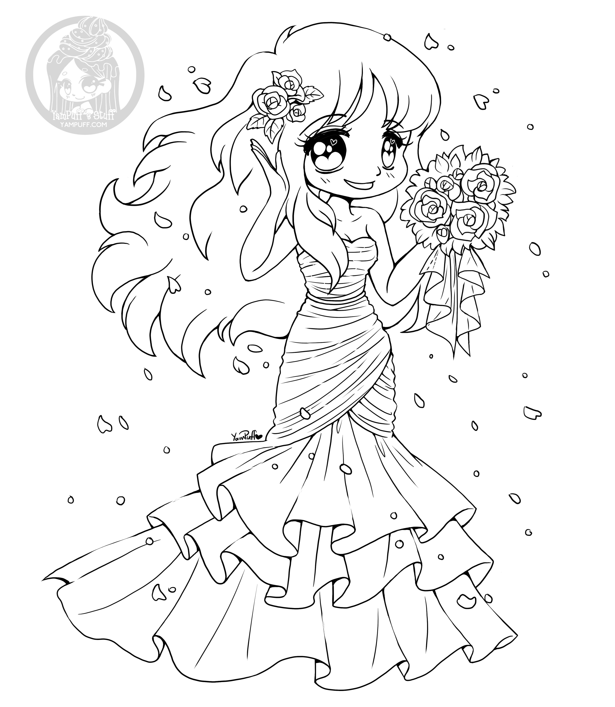 Beautiful Brides Free Coloring Pages • YamPuff's Stuff