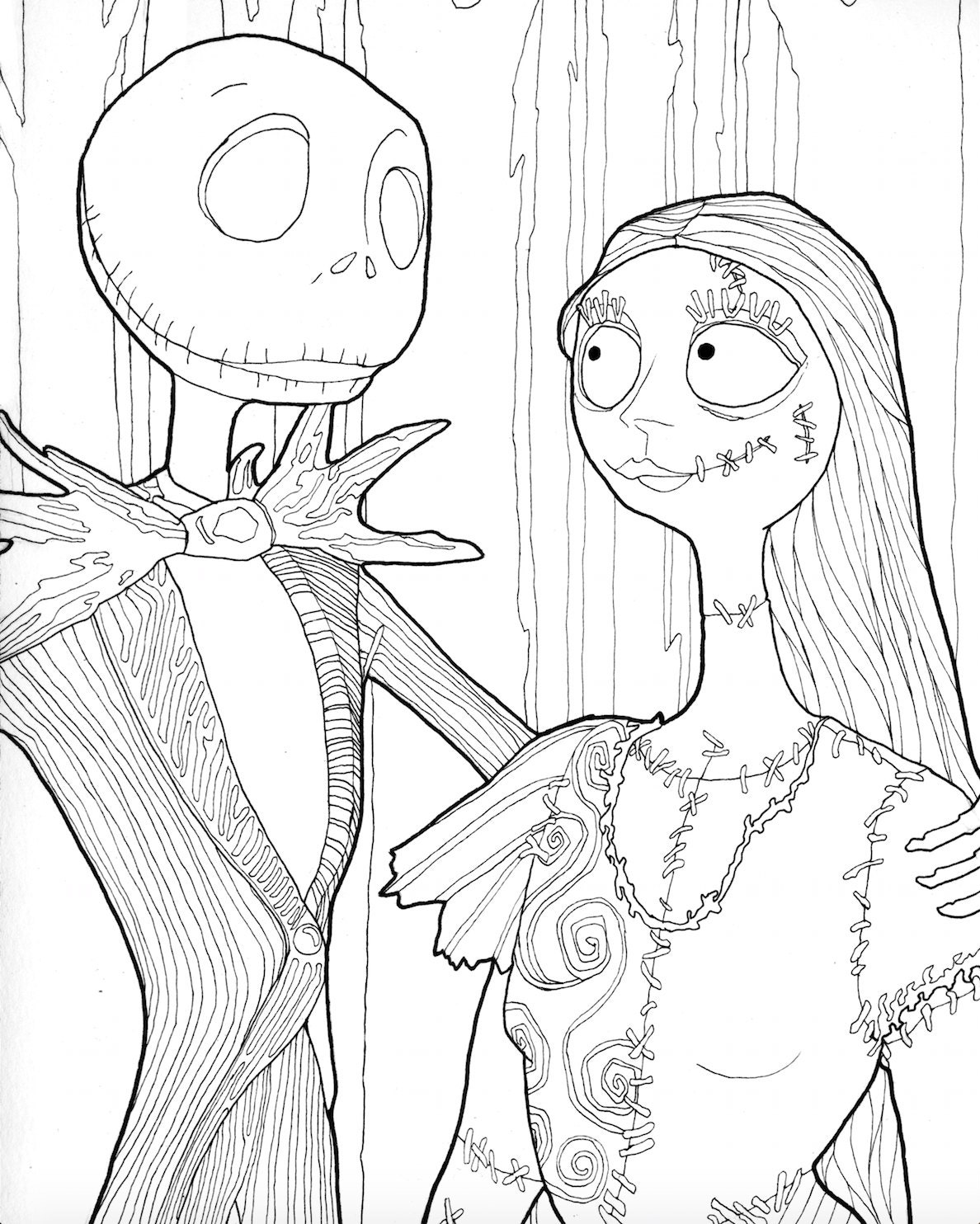 DIGITAL DOWNLOAD Jack and Sally Halloween Coloring Page - Etsy