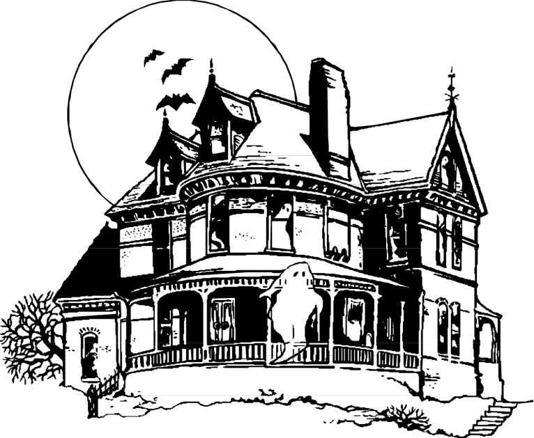 haunted house coloring pages | Only Coloring Pages