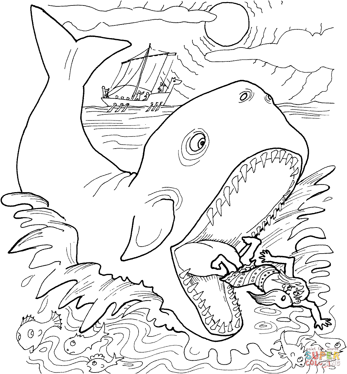 Jonah and the Whale coloring page | Free Printable Coloring Pages