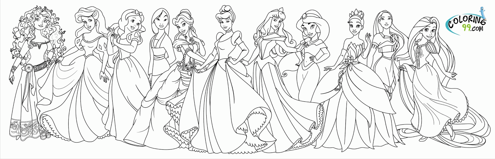 Disney Princesses Cartoon Coloring Pages   Coloring Home