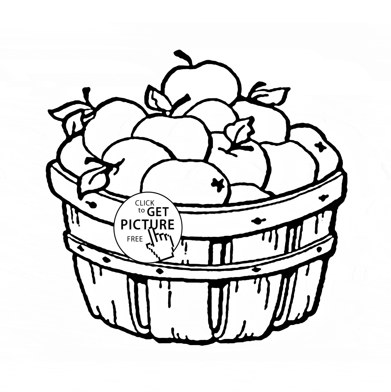Apple Basket fruit coloring page for kids, fruits coloring pages ...