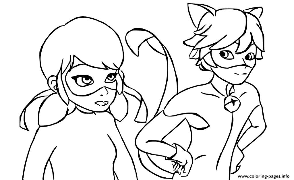 Ladybug And Cat Noir Are Talking Coloring Pages Printable