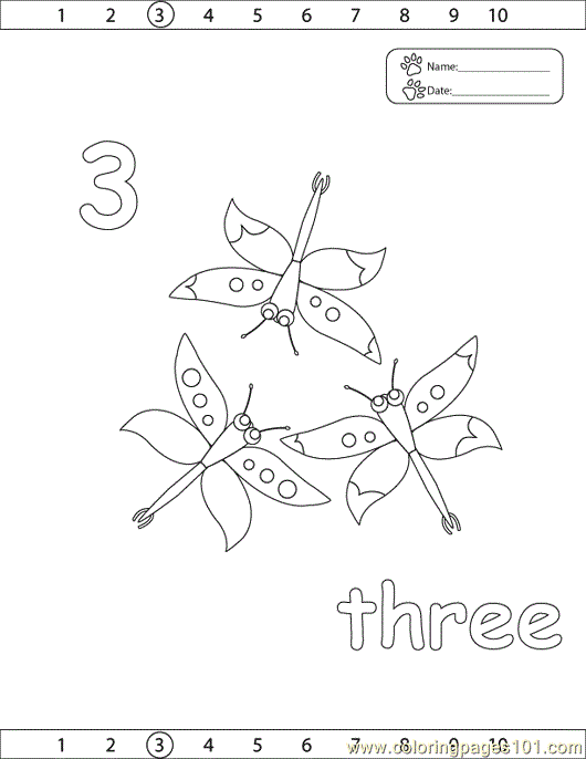 3 Number Coloring Page for Kids - Free Numbers Printable Coloring Pages  Online for Kids - ColoringPages101.com | Coloring Pages for Kids