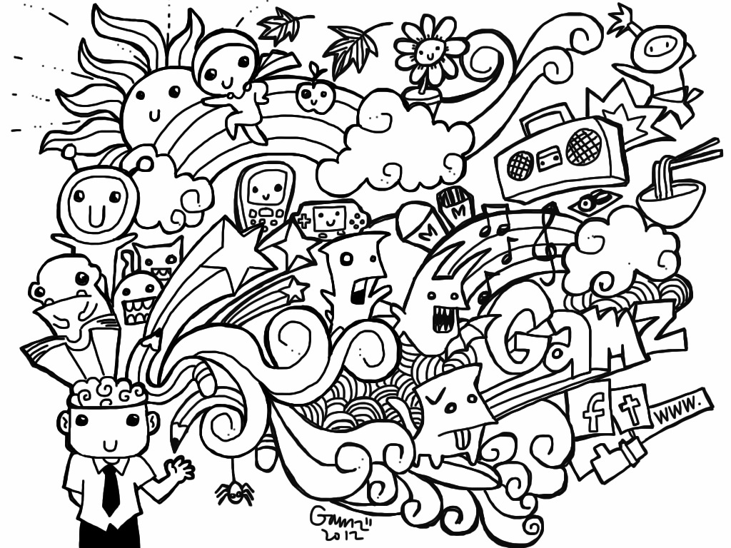 easy doodle coloring pages - Clip Art Library
