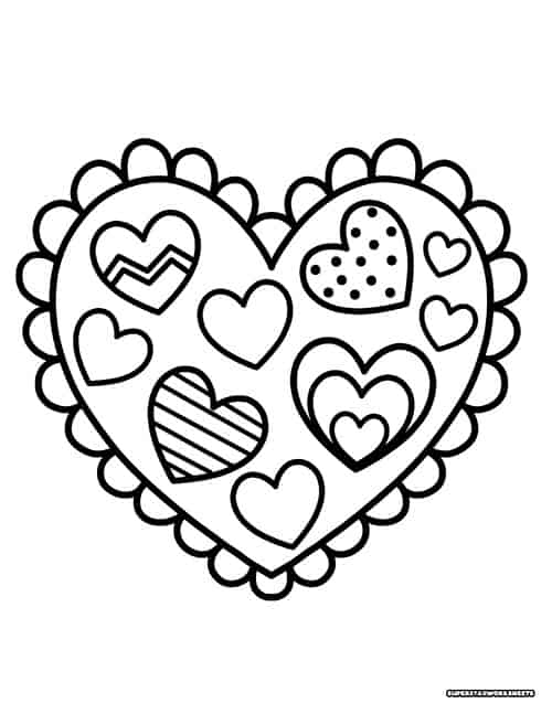 Heart Coloring Pages - Superstar Worksheets