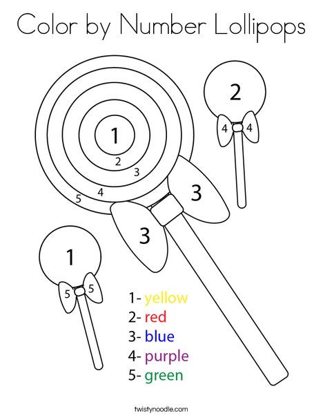 Color by Number Lollipops Coloring Page - Twisty Noodle