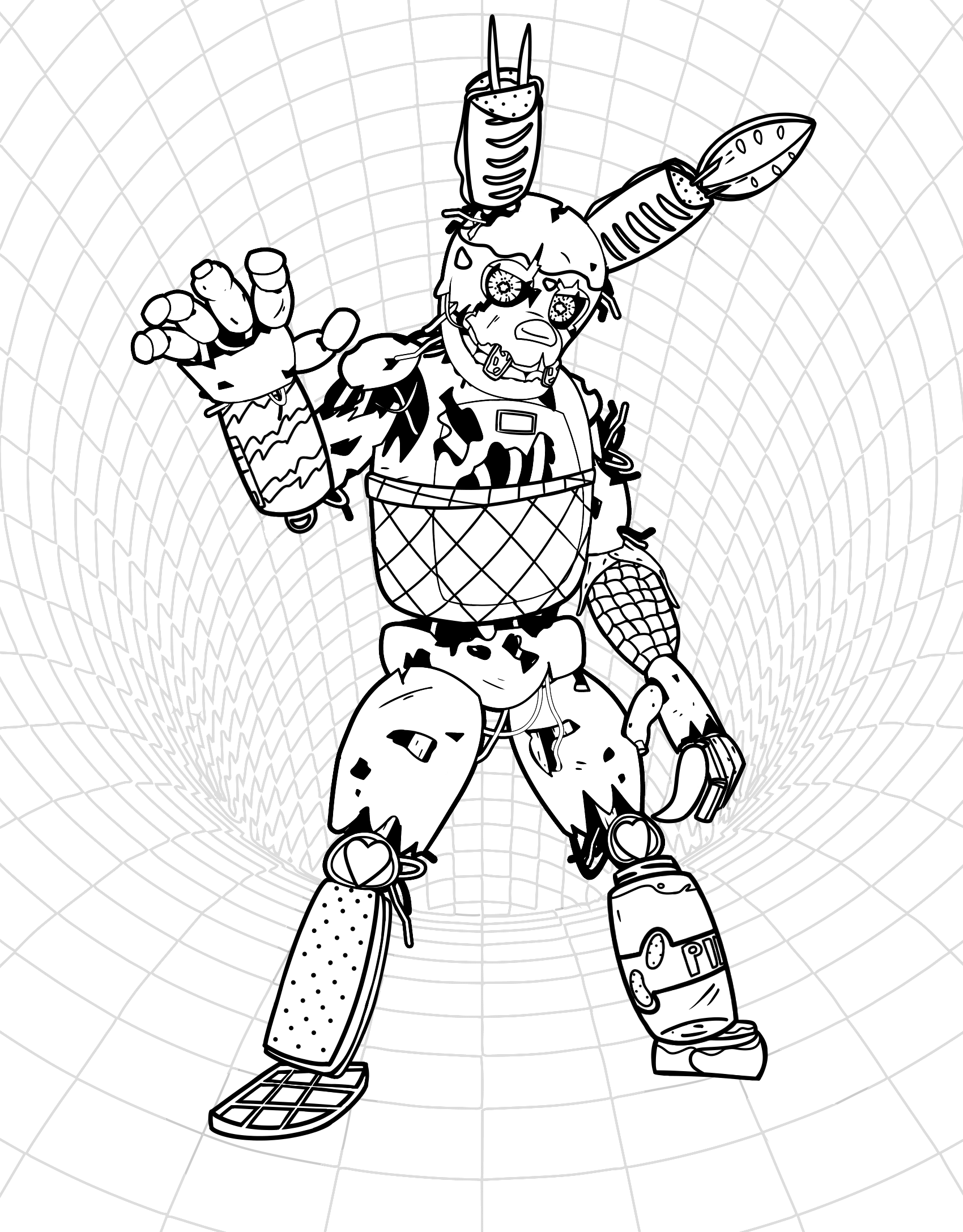 Snaktrap Edited Out Of The Springtrap Coloring Page From The Official