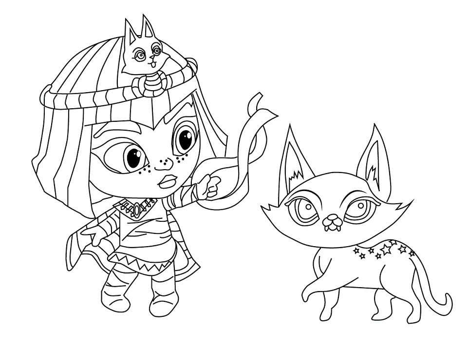 Cleo Graves and Cat from Super Monsters Coloring Page - Free Printable Coloring  Pages for Kids