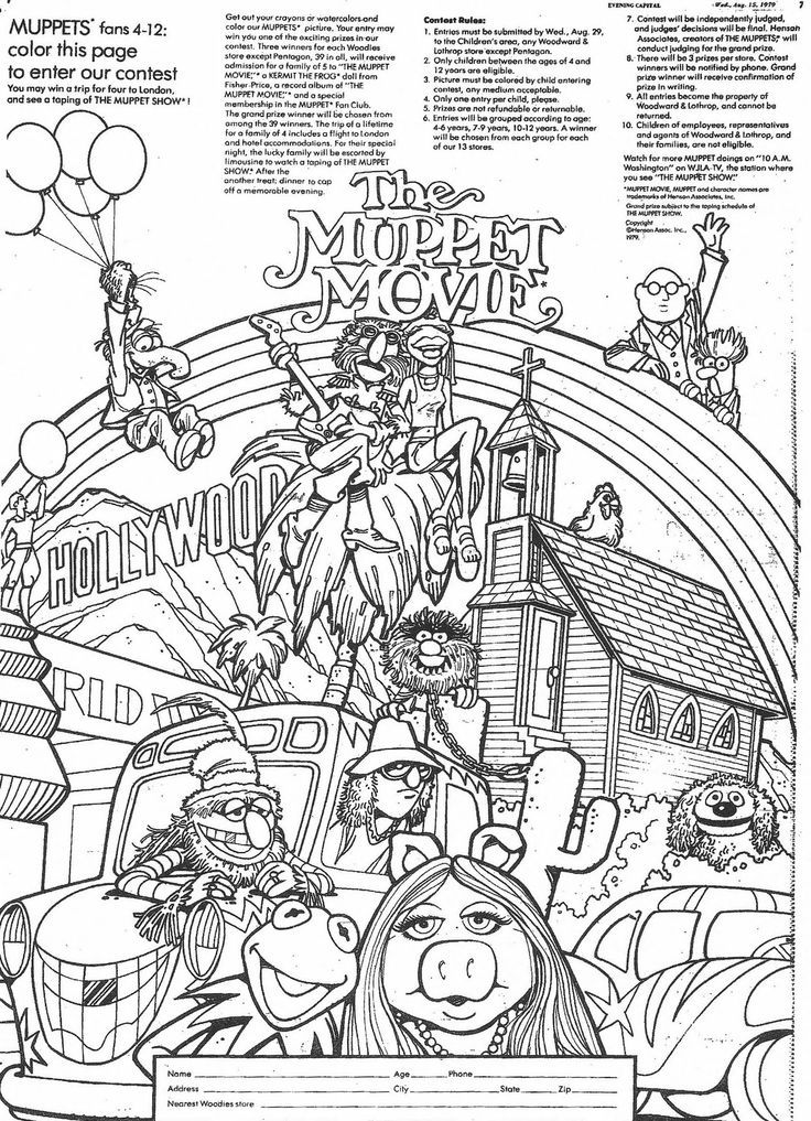 The muppet movie, Coloring sheets and Coloring