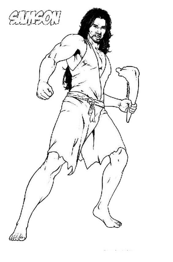 Picture of Samson with Jawbone of an Ass Coloring Page | Bible ...