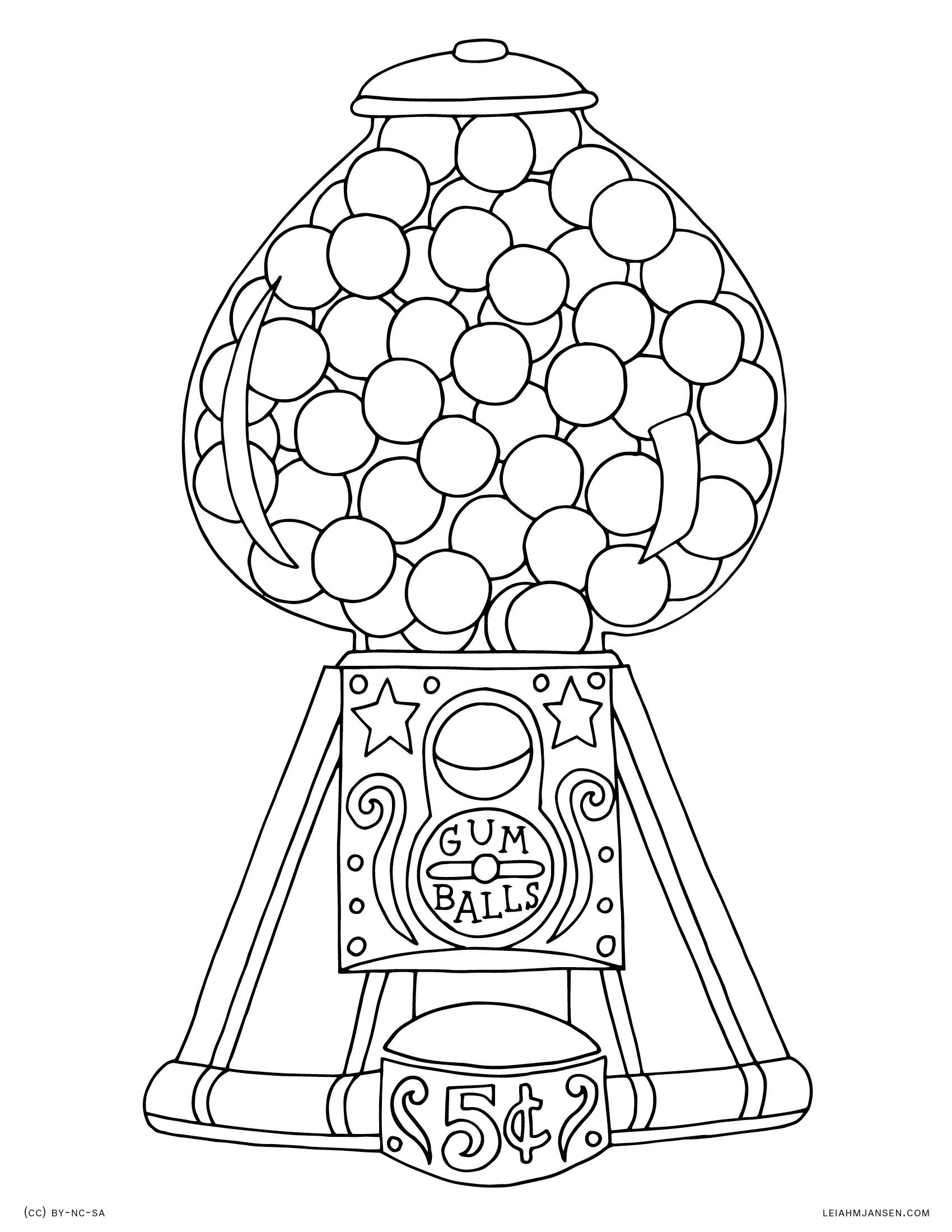 Gumball Machine Template Sketch Coloring Page