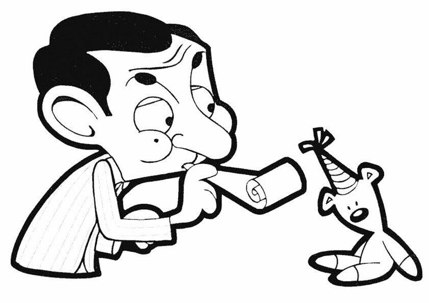 Free & Printable Mr Bean & Teddy Coloring Picture ...