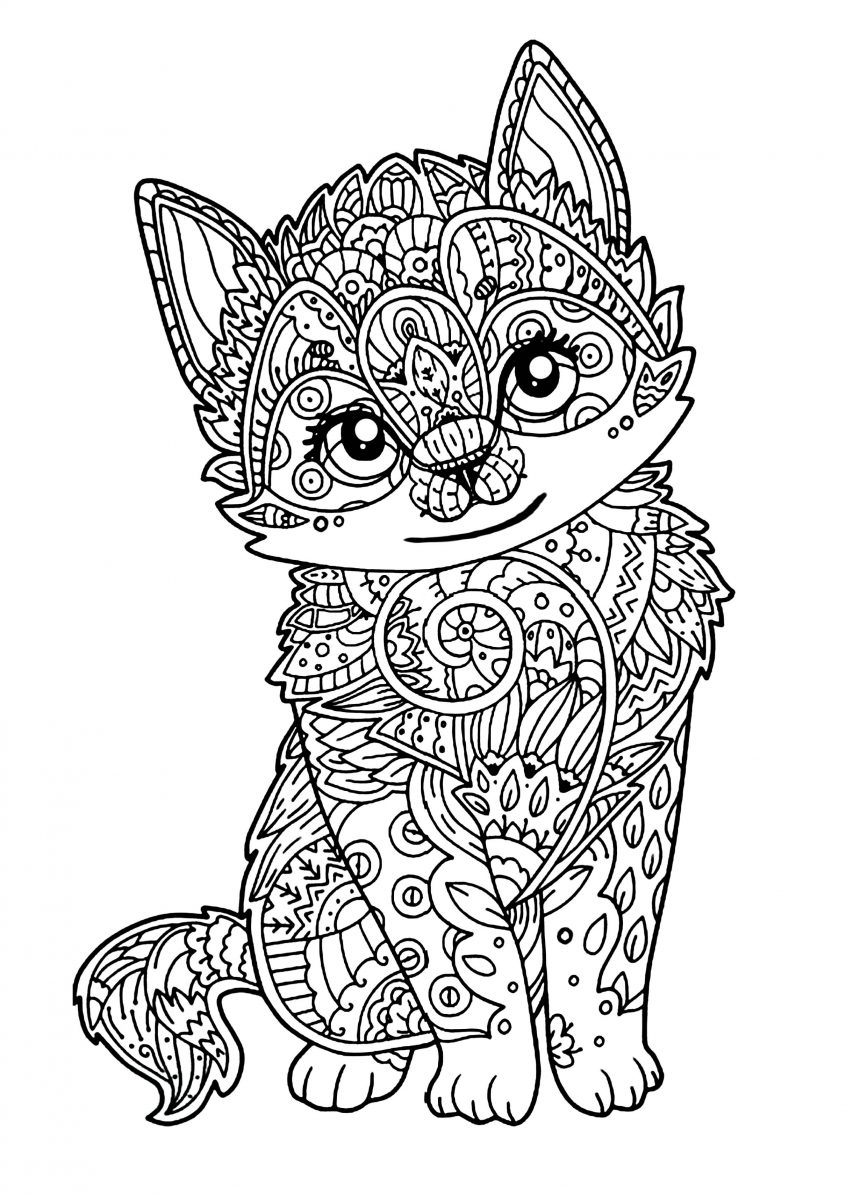 Coloring Pages : Coloring Cute Kitten Cats Pages Page Little ...