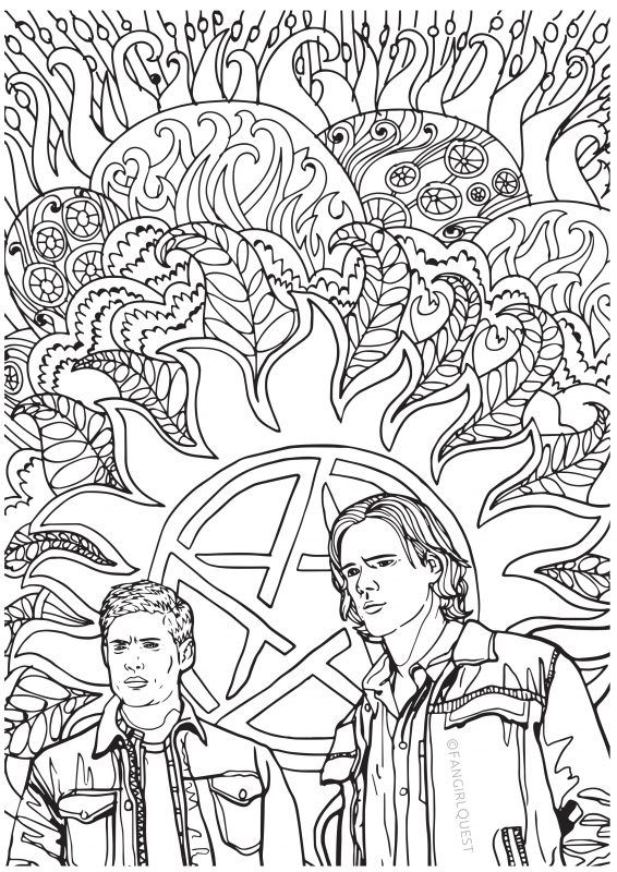 Supernatural coloring images: Sam and Dean Winchester | Coloring ...