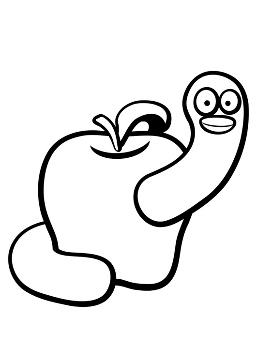 Coloring Page worm in apple - free printable coloring pages
