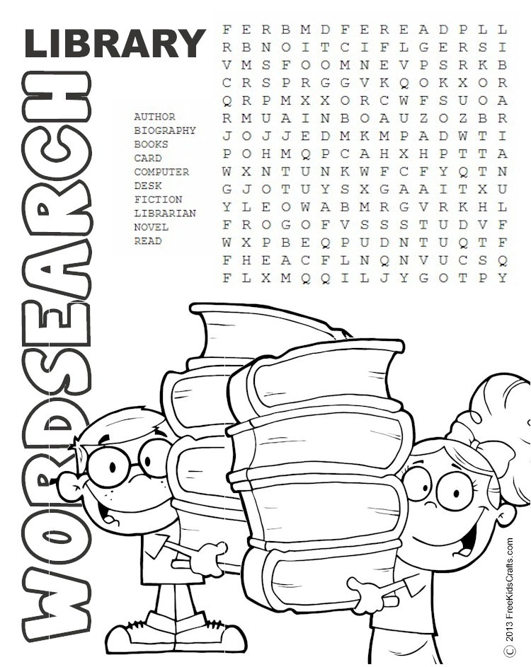 printable library word search coloring home