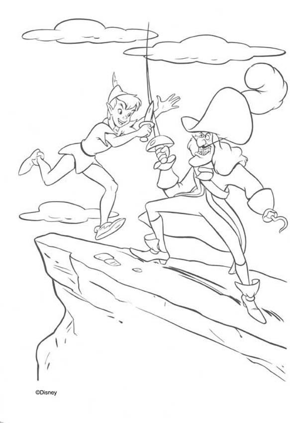 Peter Pan coloring pages - Captain Hook and Peter Pan