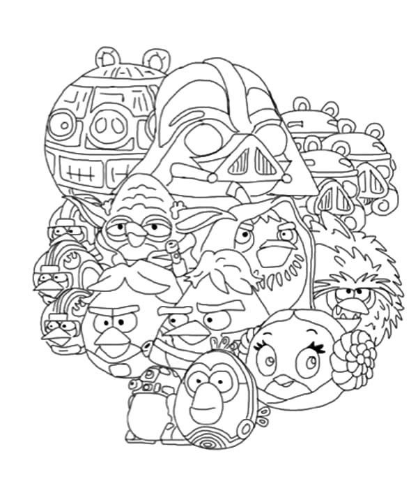 All Characters of Angry Bird Star Wars Coloring Pages | Bulk Color