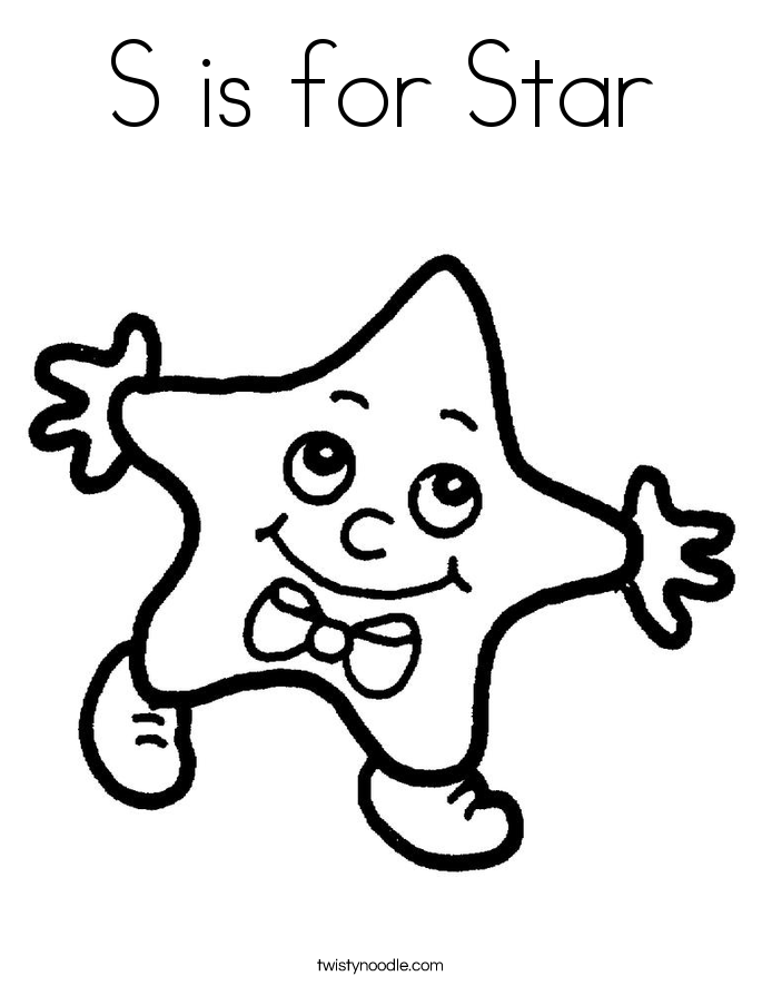 s is for star coloring page  twisty noodle  coloring home