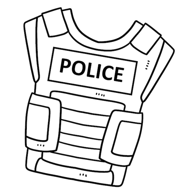 Premium Vector | Police bulletproof vest isolated coloring page