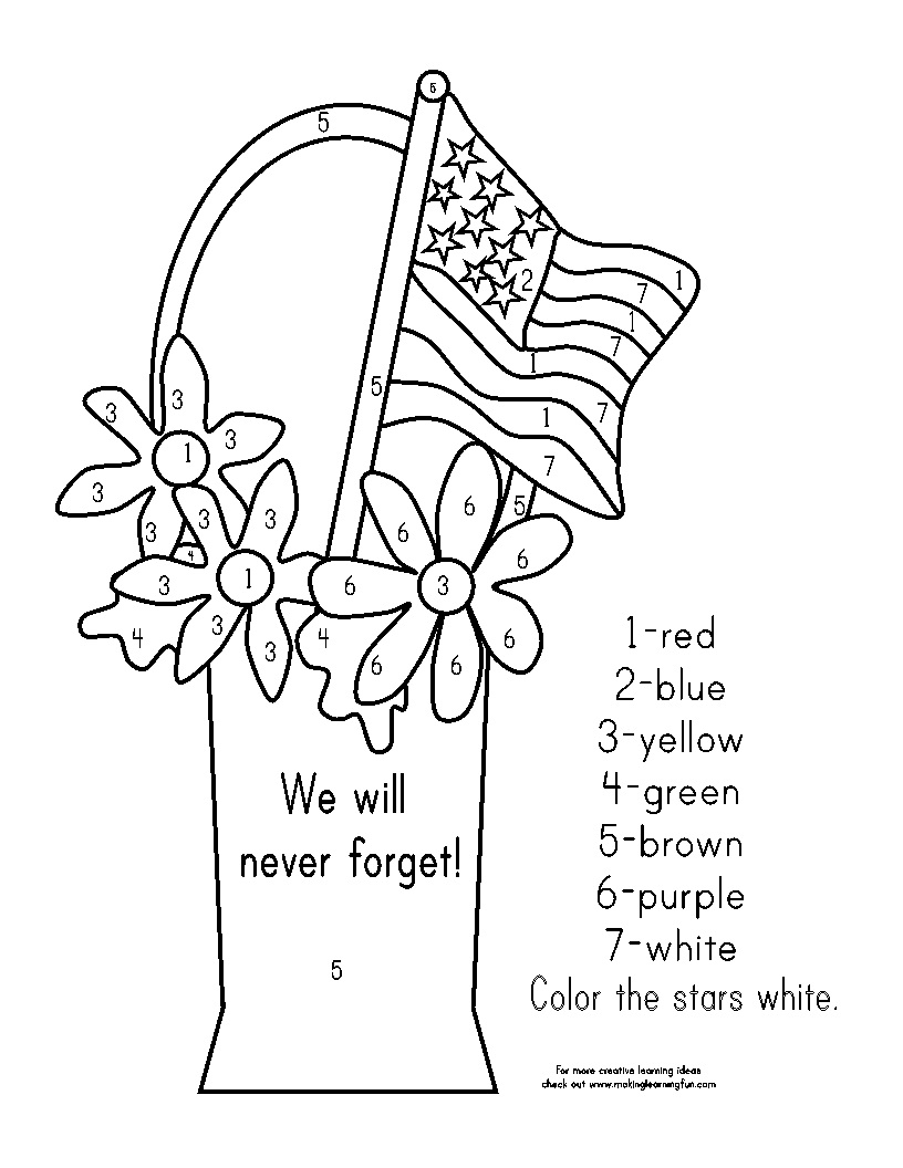 Memorial Day Color by Number - Get Coloring Pages