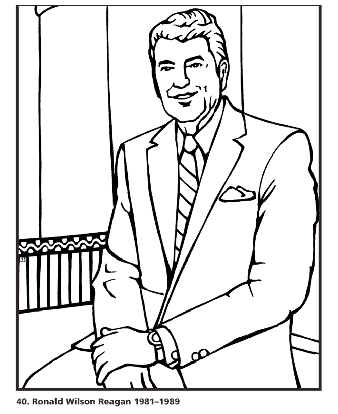 USA-Printables: President Ronald Reagan coloring page - 40th President of  the United States - 1 - US Presidents Coloring Pages