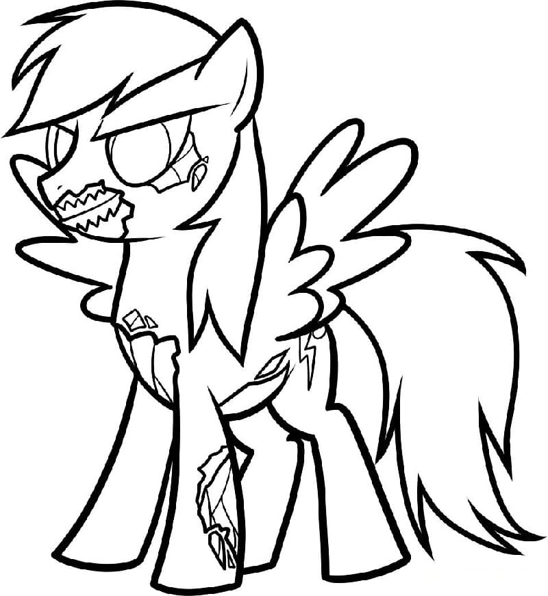 Zombie Rainbow Dash Coloring Page - Free Printable Coloring Pages for Kids