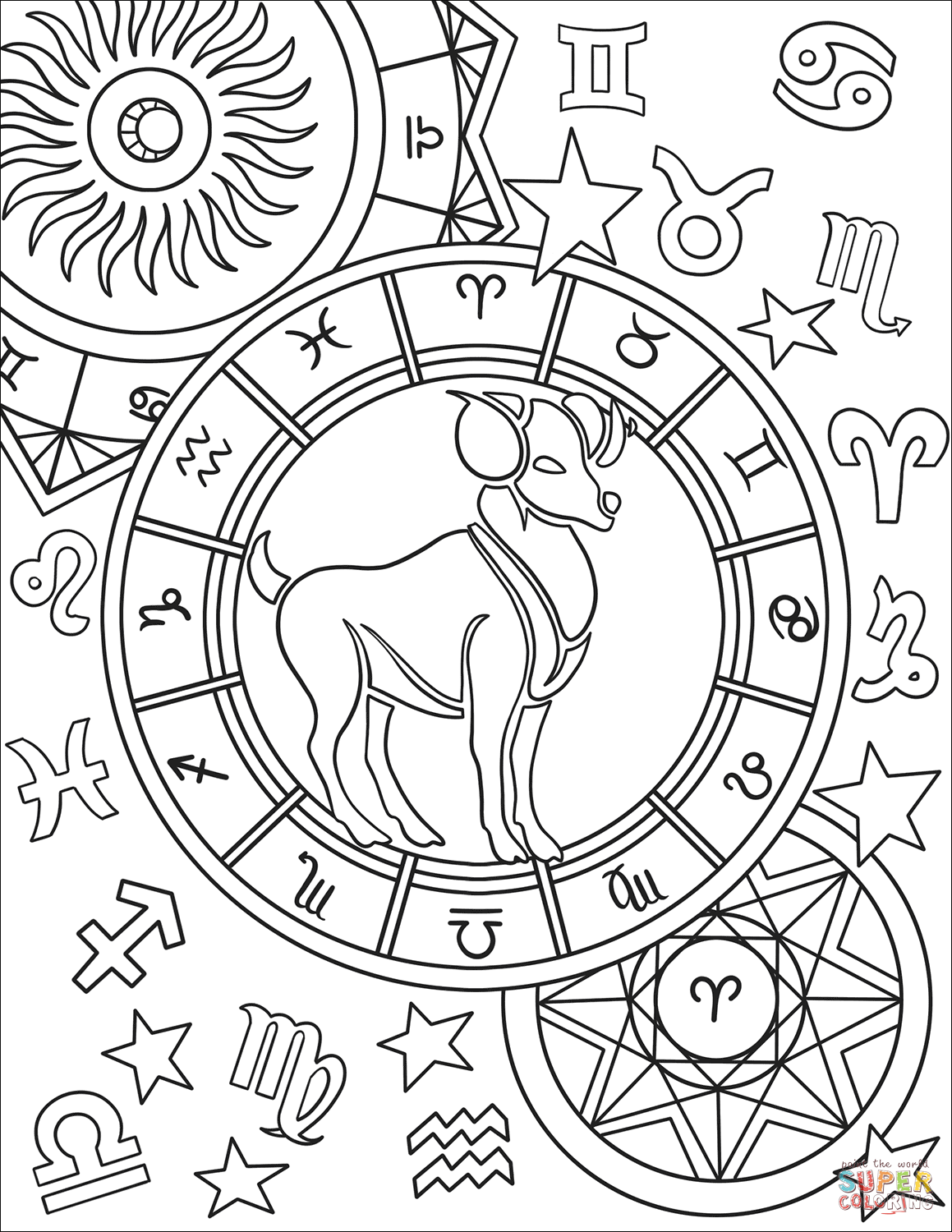 Aries Zodiac Sign coloring page from Star signs category. Select from 29062  printable craft… | Zodiac signs colors, Mandala coloring pages, Printable coloring  pages