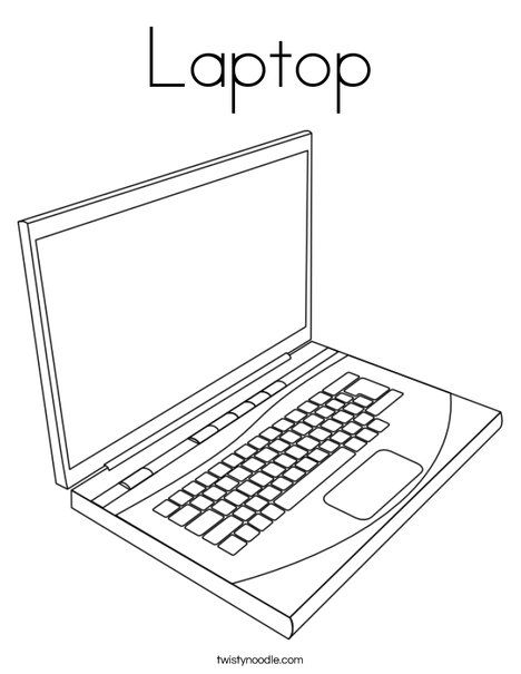 Laptop Coloring Page - Twisty Noodle | Laptop drawing, Computer ...