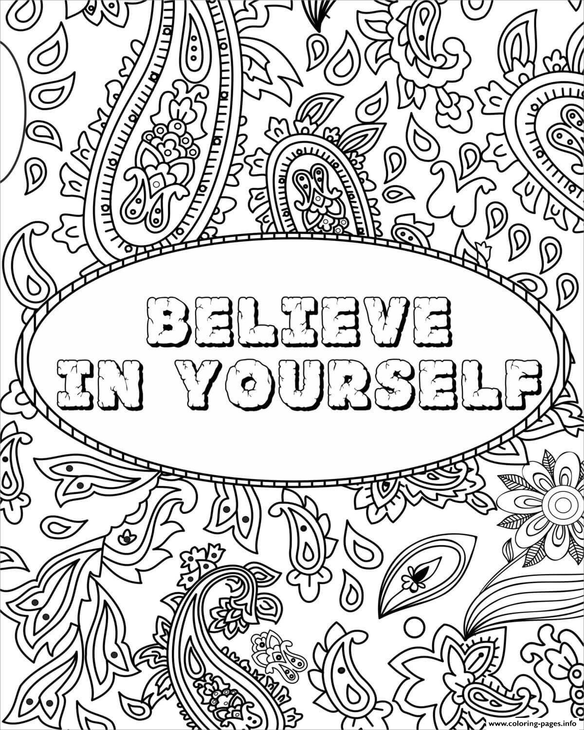 Believe In Yourself Vsco Girl Coloring page Printable